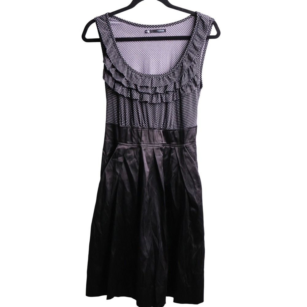 Maurices Polka Dot Ruffle Babydoll Dress Black White 11/12 Rockabilly Whimsigoth